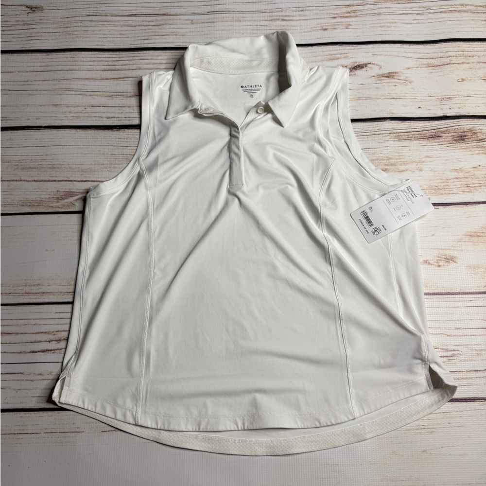 Athleta White Sleeveless Polo Top